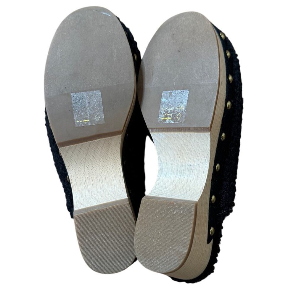 J. Crew Faux Shearling Sherpa Teddy Wood Mule Clogs Black Size 5.5 - Picture 4 of 5